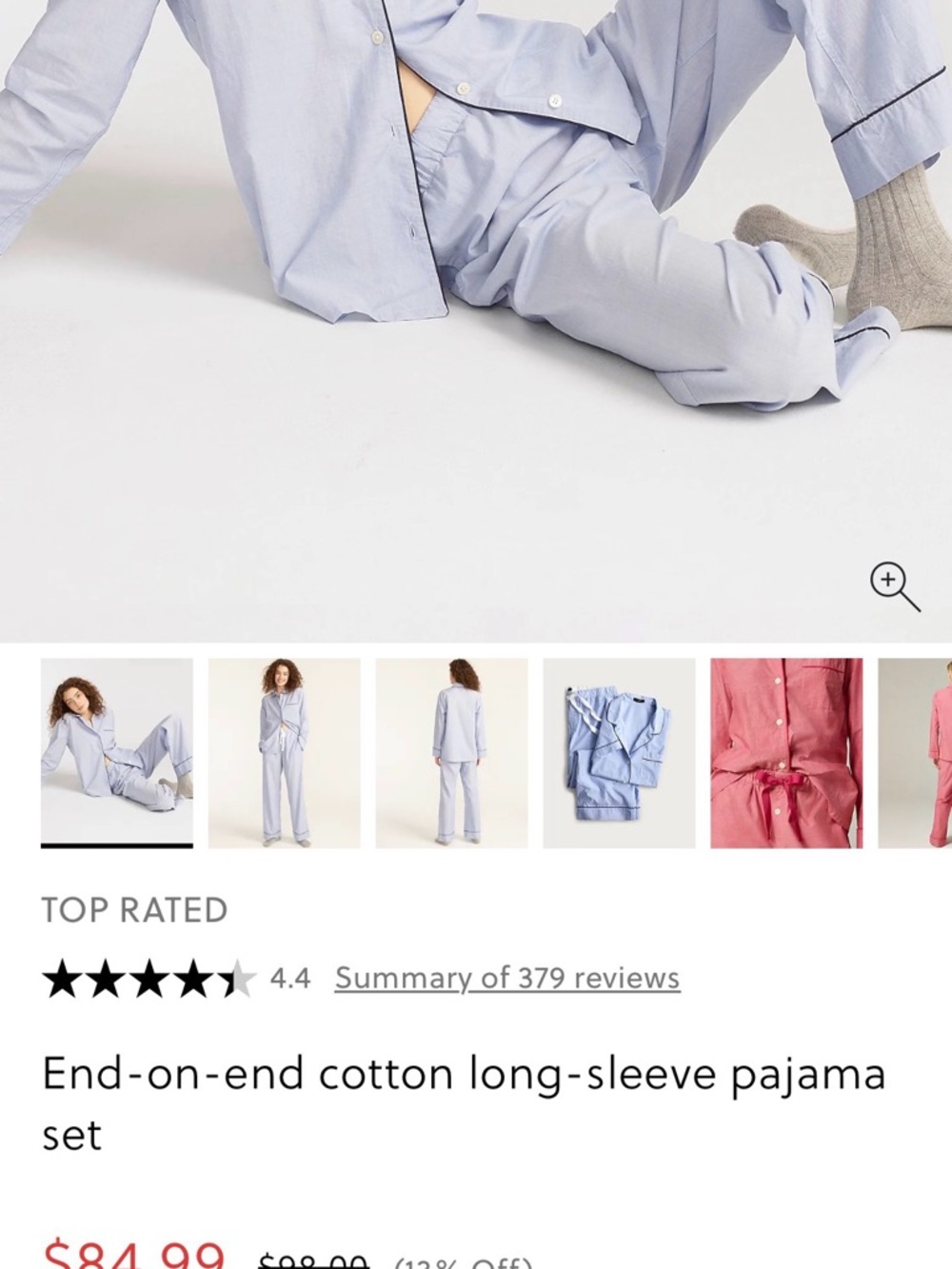 J. Crew Light Blue Cotton Long-Sleeve  Pajama Set